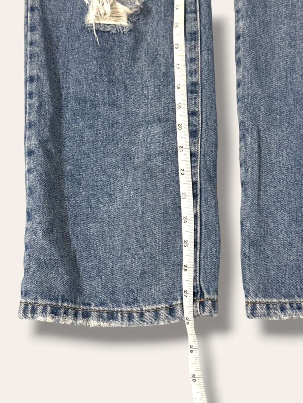 JBD Jeans Womens 28 Light Wash Distressed Ripped Straight Leg Frayed Hem Denim - Picture 9 of 10